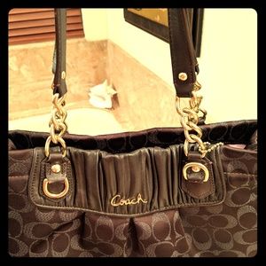 Signature Authentic Coach Brown Ava Chain Tote Bag